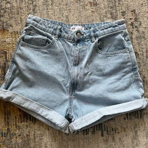 Zara High Waisted Light Blue Jean Shorts